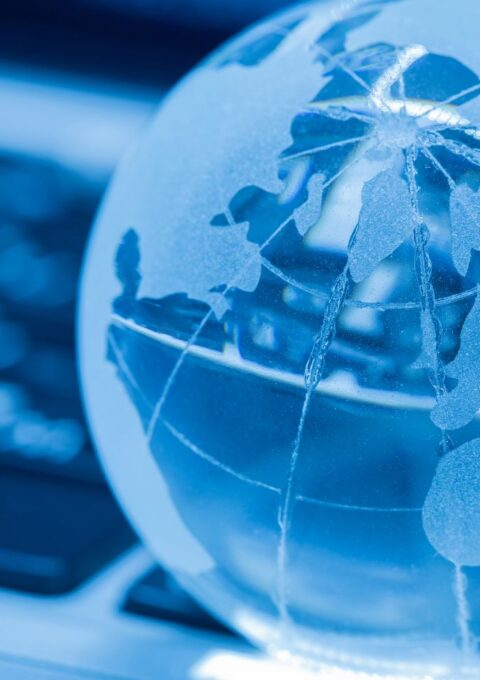 Globe in blue graphics