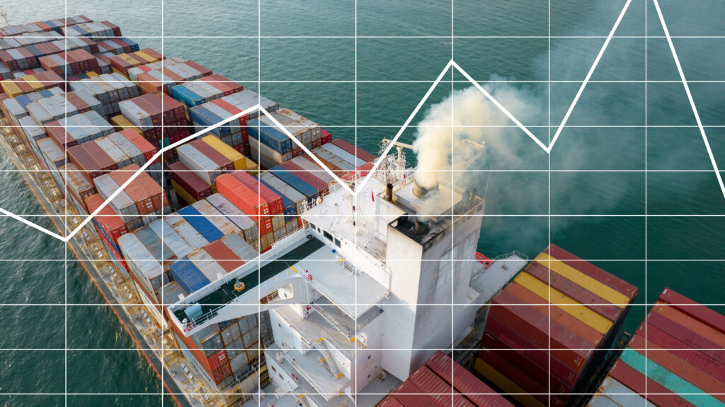 Commercial vessel with graph on top