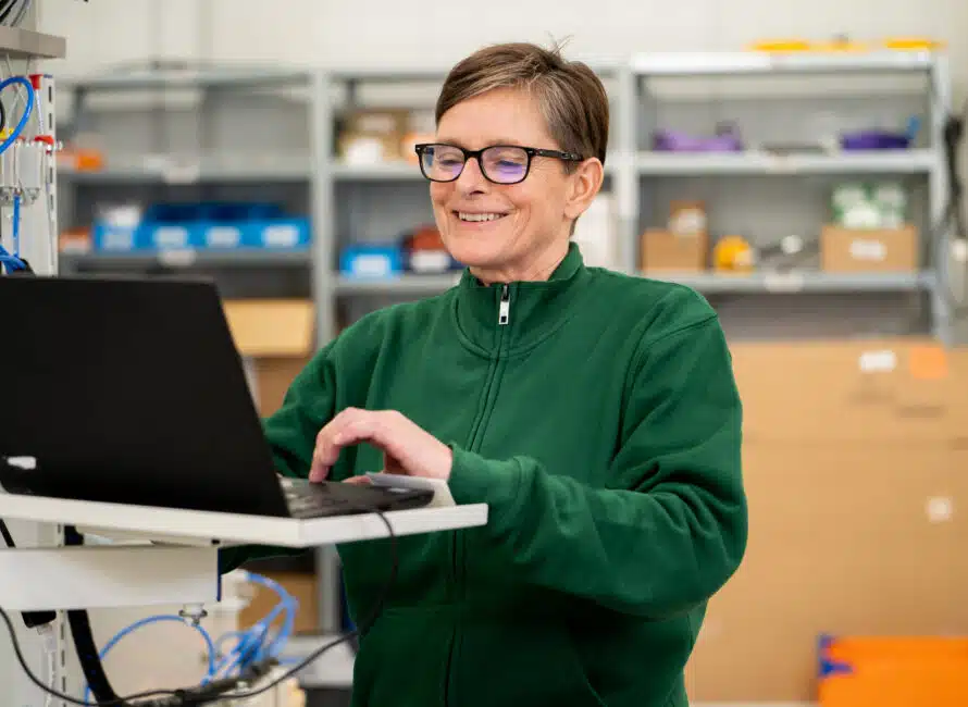 Green Instruments employee in production area